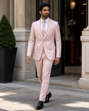 Light Pink Wool Shawl Lapel Suit — Custom Made to Measure — 1