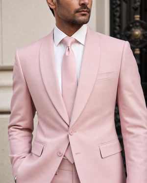 Light Pink Wool Shawl Lapel Suit — Custom Made to Measure — 4