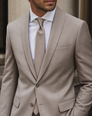 Light Taupe Wool Shawl Lapel Suit — Custom Made to Measure — 4