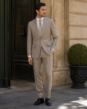 Light Taupe Wool Shawl Lapel Suit — Custom Made to Measure — 3