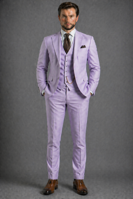 Lilac Linen Slim Fit Suit — Custom Made to Measure