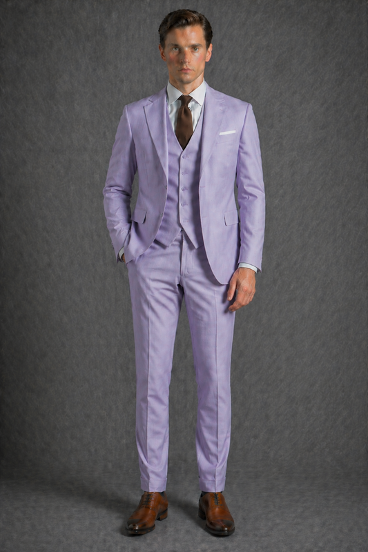 Lilac Wool Slim Fit Suit — Custom Made to Measure