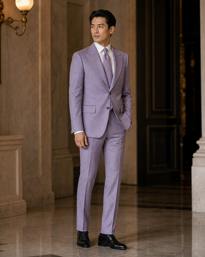 Lilac Cashmere Blend Winter Suit - Custom Made to Measure side back view