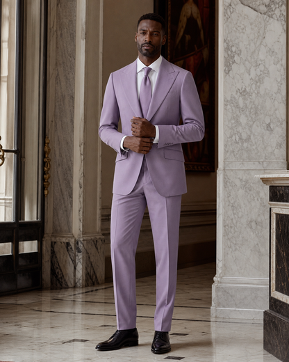 Lilac Cotton Summer Suit - Custom Made to Measure front view