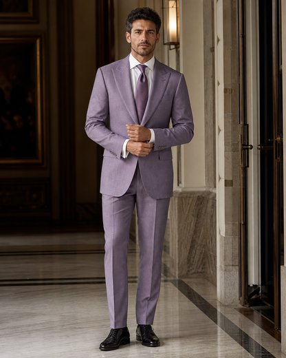 Lilac Flannel Winter Suit - Custom Made to Measure front view