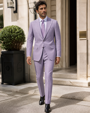 Lilac Linen Peak Lapel Suit — Custom Made to Measure — 1