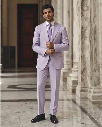 Lilac Seersucker Summer Suit - Custom Made to Measure front view