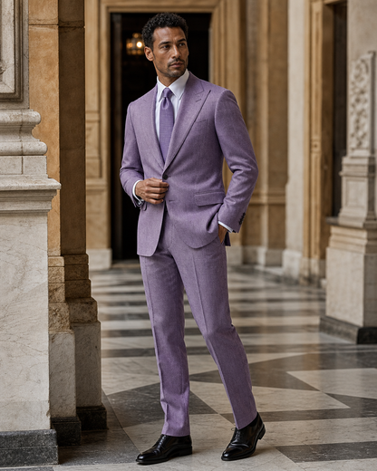 Lilac Tweed Winter Suit - Custom Made to Measure side back view