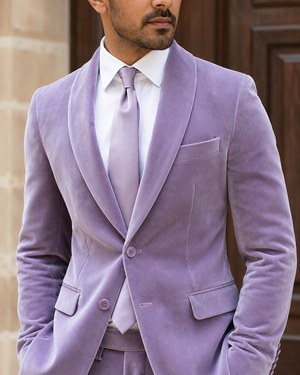 Lilac Velvet Shawl Lapel Suit — Custom Made to Measure — 4