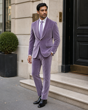 Lilac Velvet Shawl Lapel Suit — Custom Made to Measure — 3