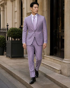 Lilac Wool Shawl Lapel Suit — Custom Made to Measure — 1