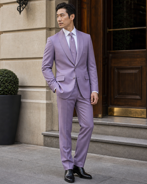 Lilac Wool Shawl Lapel Suit — Custom Made to Measure — 3