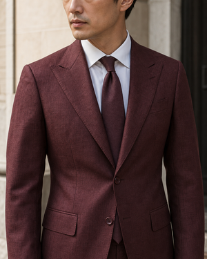 Maroon Linen Peak Lapel Suit — Custom Made to Measure — 4