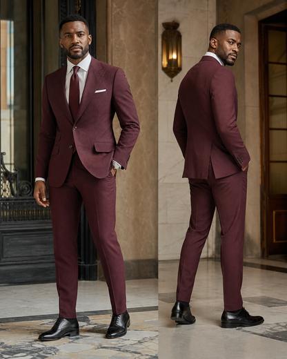 Maroon Seersucker Beach Wedding Suit - Custom Made to Measure side back view