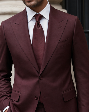 Maroon Silk Blend Peak Lapel Suit — Custom Made to Measure — 4