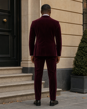 Maroon Velvet Shawl Lapel Suit — Custom Made to Measure — 2