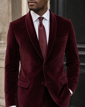 Maroon Velvet Shawl Lapel Suit — Custom Made to Measure — 4