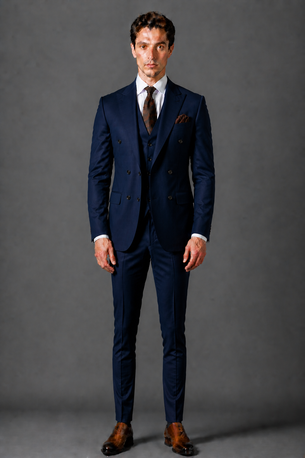 Midnight Blue Silk Blend Groomsmen Suit — Custom Made to Measure