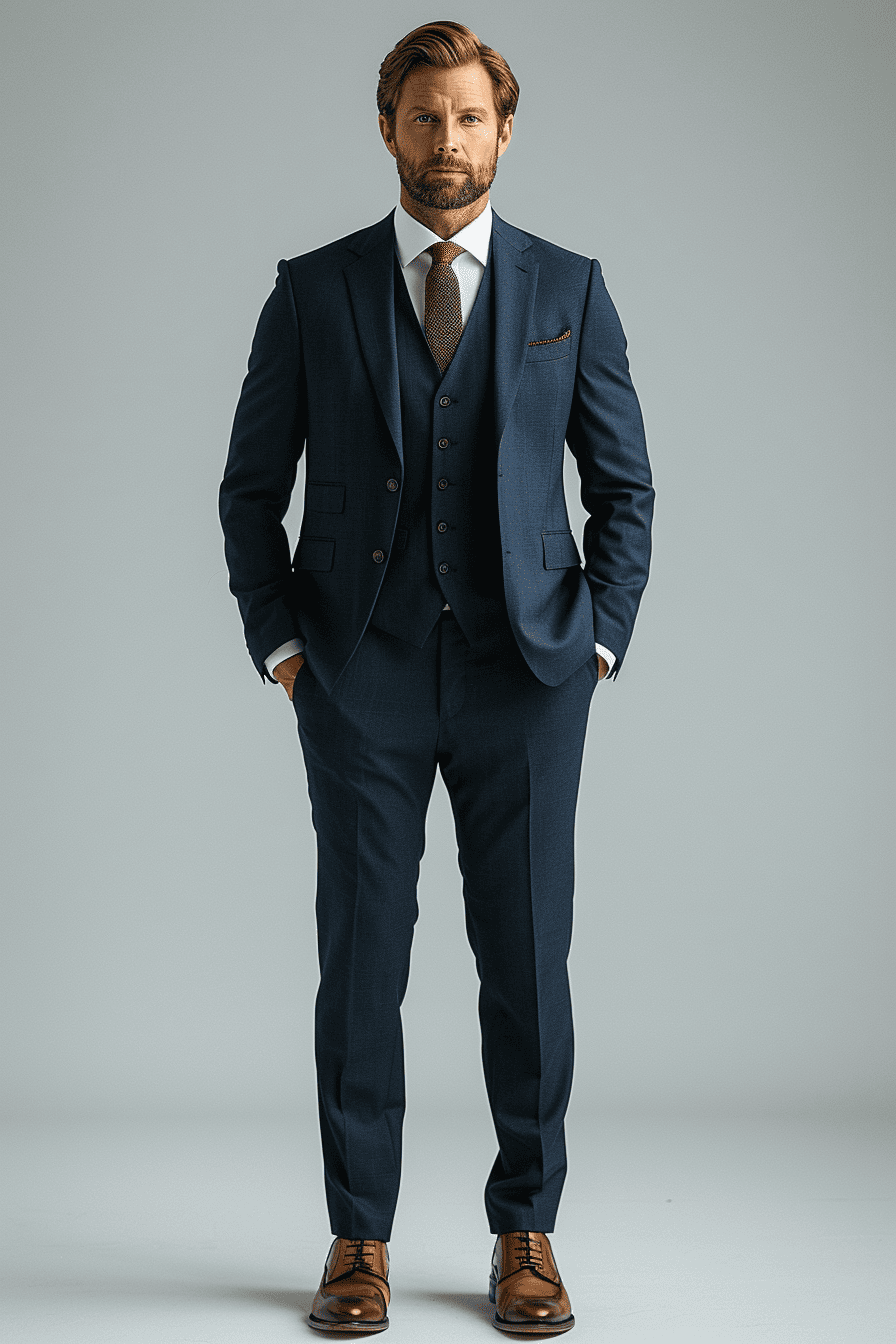 Midnight Blue Wool Business Suit — Custom Made to Measure