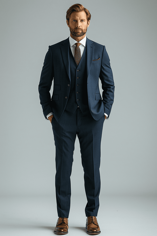 Midnight Blue Wool Business Suit — Custom Made to Measure