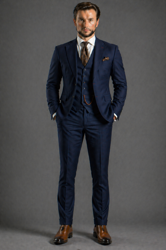 Midnight Blue Wool Father of the Bride Suit — Custom Made