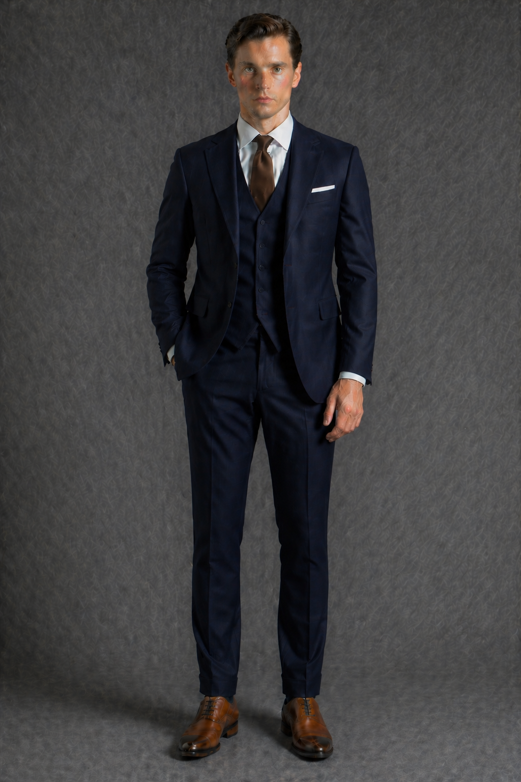 Midnight Blue Wool Slim Fit Suit — Custom Made to Measure