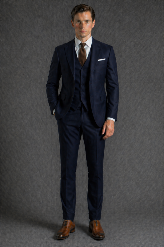 Midnight Blue Wool Slim Fit Suit — Custom Made to Measure