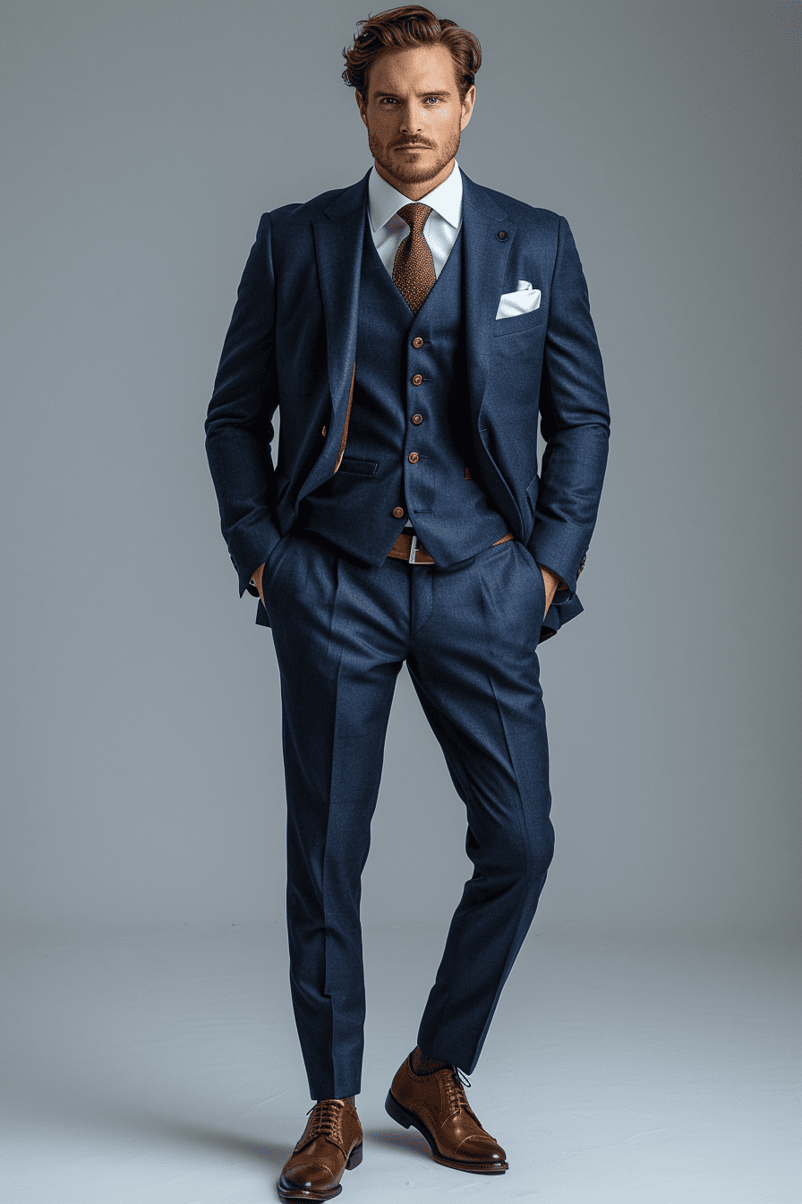 Midnight Blue Wool Wedding Suit — Custom Made to Measure