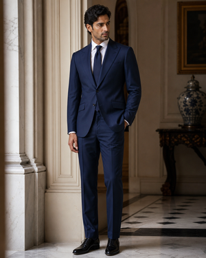 Midnight Blue Wool Outdoor Wedding Suit — Custom Made to Measure — 2