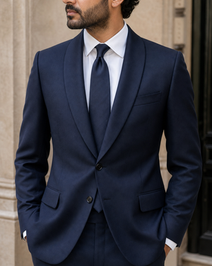 Midnight Blue Wool Shawl Lapel Suit — Custom Made to Measure — 4