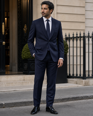 Midnight Blue Wool Shawl Lapel Suit — Custom Made to Measure — 3