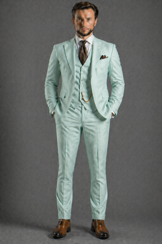 Mint Linen Slim Fit Suit — Custom Made to Measure