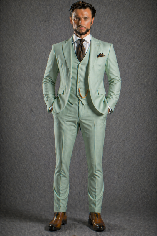 Mint Wool Father of the Bride Suit — Custom Made