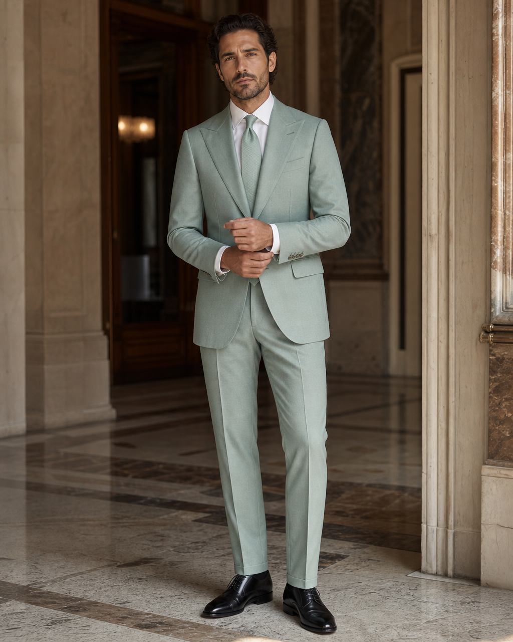 Mint Cashmere Blend Winter Suit - Custom Made to Measure front view