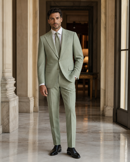 Mint Cashmere Blend Winter Suit - Custom Made to Measure side back view