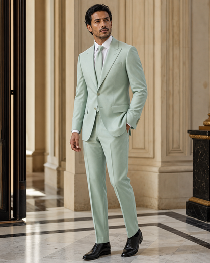 Mint Cotton Summer Suit - Custom Made to Measure side back view