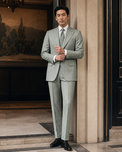 Mint Flannel Winter Suit - Custom Made to Measure front view