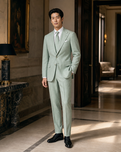 Mint Flannel Winter Suit - Custom Made to Measure side back view
