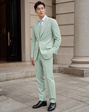 Mint Linen Peak Lapel Suit — Custom Made to Measure — 3