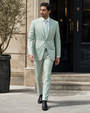 Mint Silk Blend Peak Lapel Suit — Custom Made to Measure — 1
