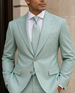 Mint Silk Blend Peak Lapel Suit — Custom Made to Measure — 4