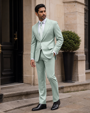 Mint Silk Blend Peak Lapel Suit — Custom Made to Measure — 3