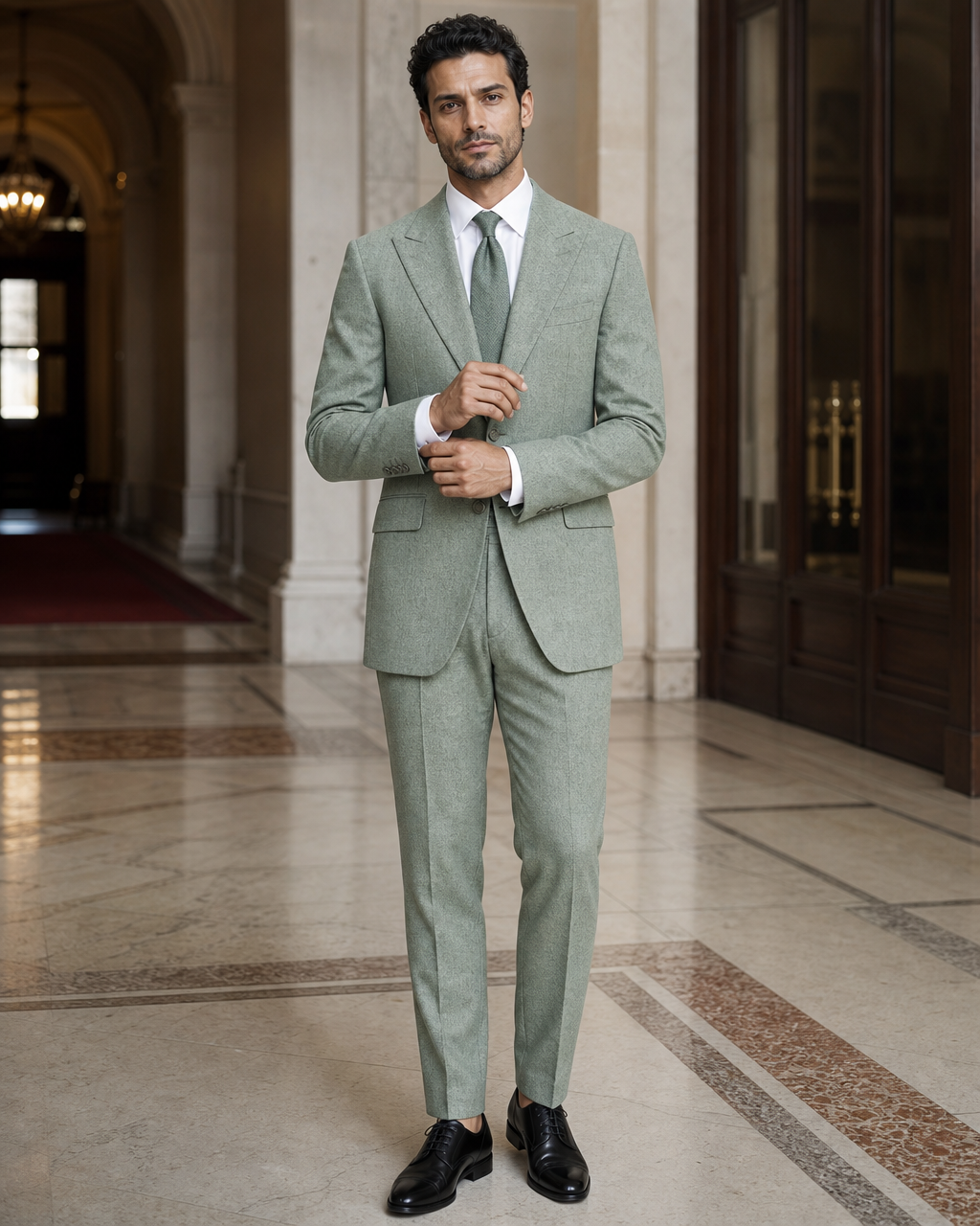 Mint Tweed Winter Suit - Custom Made to Measure front view