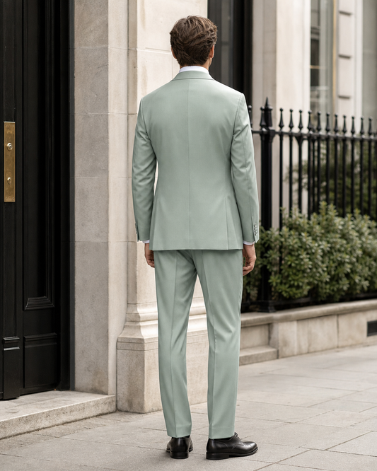 Mint Wool Shawl Lapel Suit - Custom Made to Measure back view