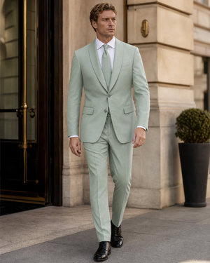 Mint Wool Shawl Lapel Suit — Custom Made to Measure — 1