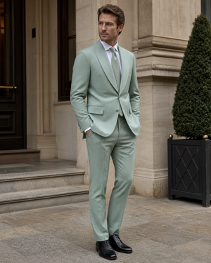 Mint Wool Shawl Lapel Suit — Custom Made to Measure — 3