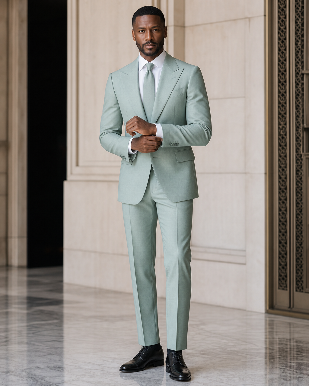 Mint Wool Winter Suit - Custom Made to Measure front view