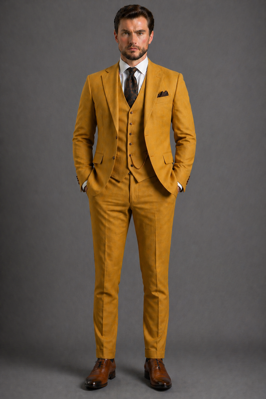 Mustard Wool Father of the Bride Suit — Custom Made