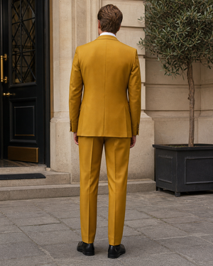 Mustard Silk Blend Peak Lapel Suit — Custom Made to Measure — 2