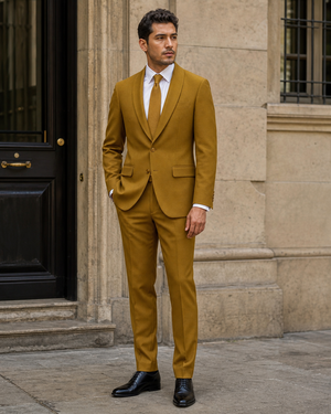 Mustard Wool Shawl Lapel Suit — Custom Made to Measure — 3
